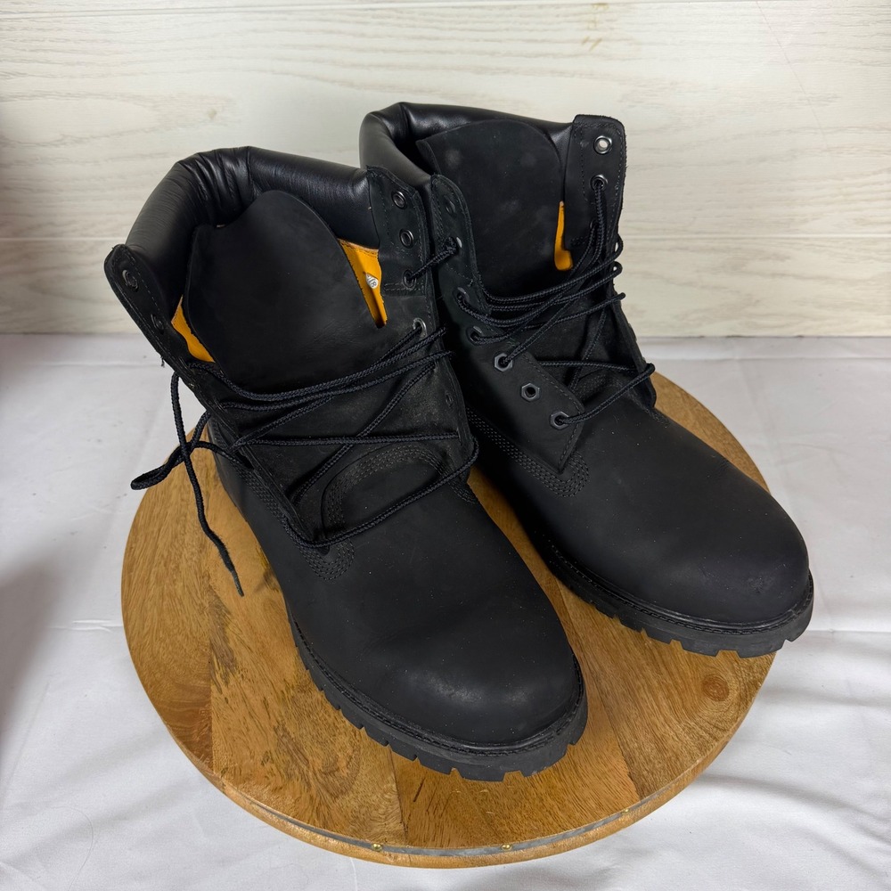 Timberland Premium 6 Inch Waterproof Boot Black Nubuck 10073 Mens 13